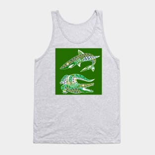 green shark and alligator in the swamp ecopop Tank Top